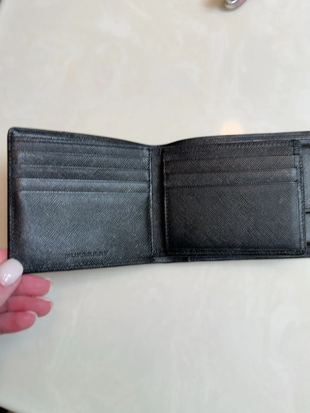 Burberry London Nova Check Black Leather Bifold Wallet Coin Pocket